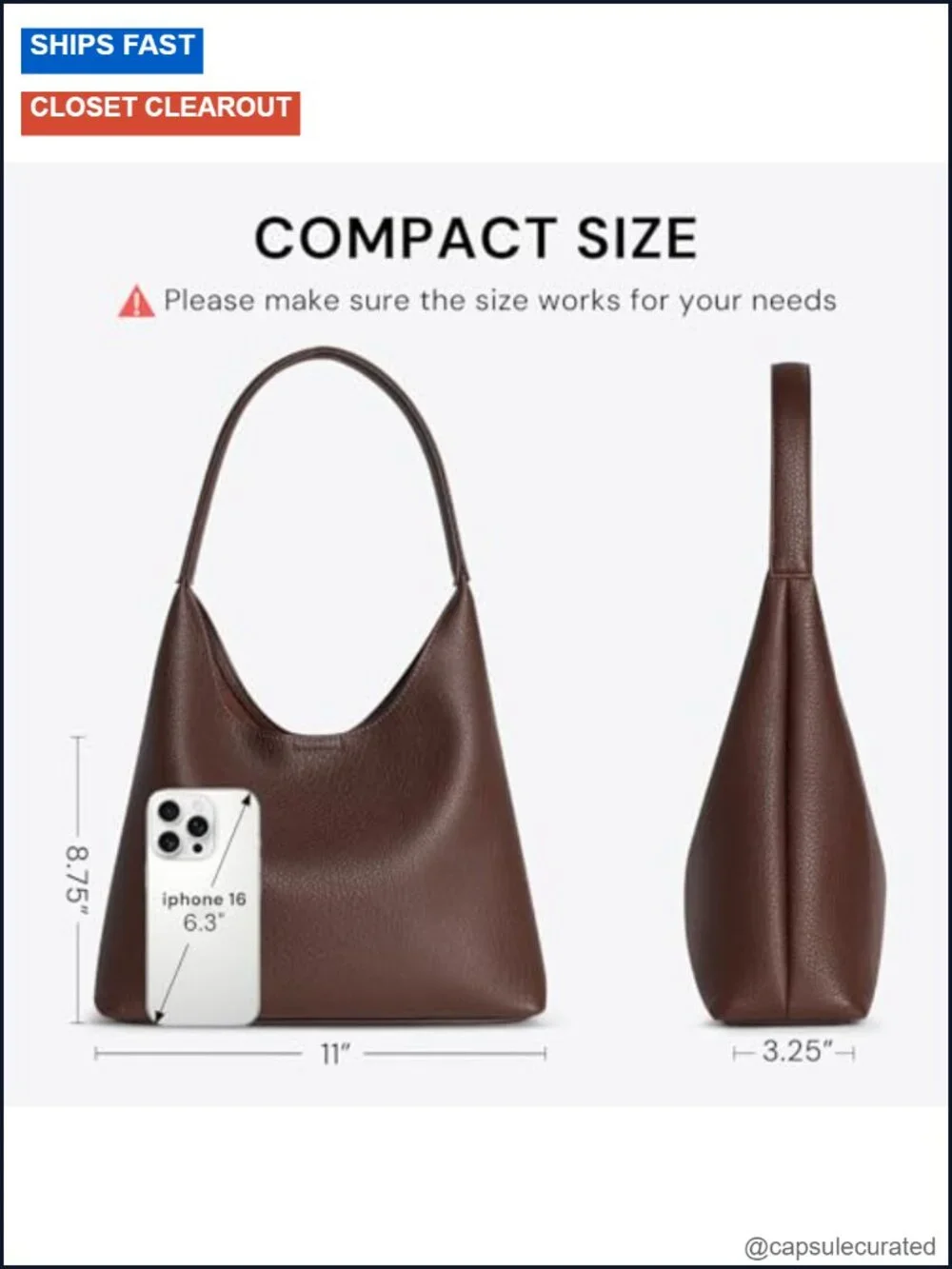 Women's Slouchy Hobo Bag - Soft Vegan Leather Shoulder Purse with Magnetic